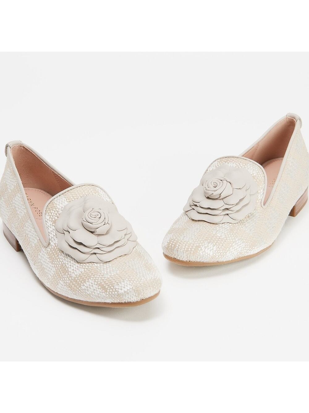 Taryn Rose Brigitta Woven Floral Heeled Loafers Size 5